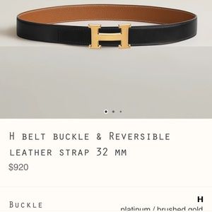 Hermes Constance H black and brown reversible belt with gold buckle